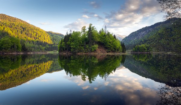 Обои на рабочий стол: bavaria, germany, lake, mountains, perfect reflection