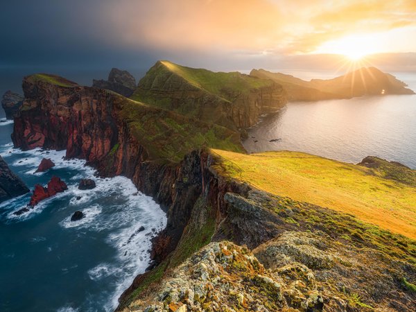 glowing, landscape, nature, ocean view, Ponta de São Lourenço, Portugal, sea, shore, sky, sunlight