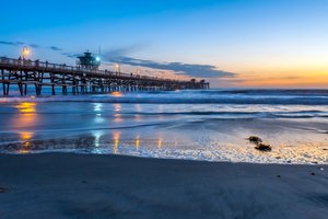 Обои на рабочий стол: blue hour, california, Pacific Ocean, San Clemente Pier