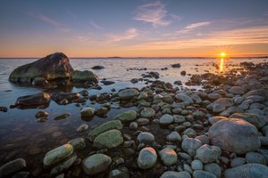 Обои на рабочий стол: sweden, закат, камни, море, побережье, швеция