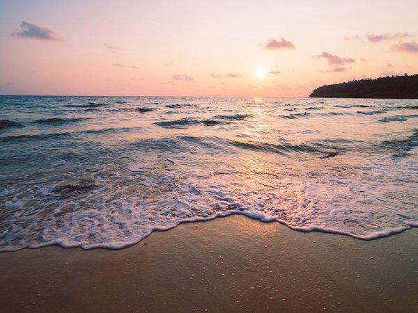 beach, romantic, sand, sea, sky, summer, sunset, wave, волны, закат, лето, море, небо, песок, пляж