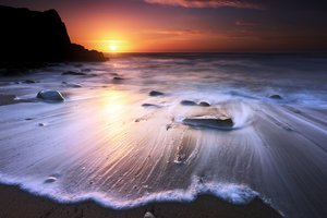 Обои на рабочий стол: Port Bara, sunset, Дикий берег, Киберона - Морбиан