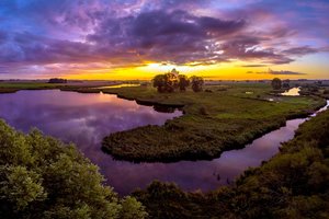 Обои на рабочий стол: Terneuzen, Zeeland, закат, река