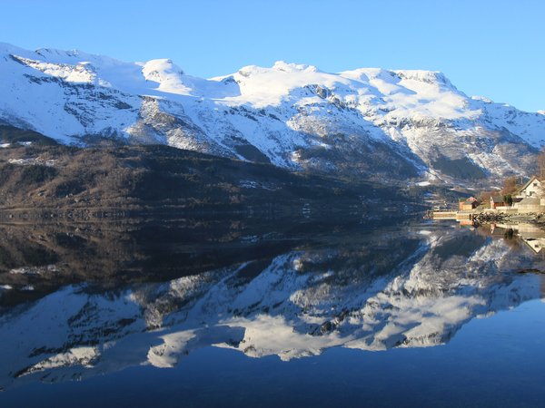 Hordaland, norway, Utne, горы, норвегия, озеро, отражение, спокойствие