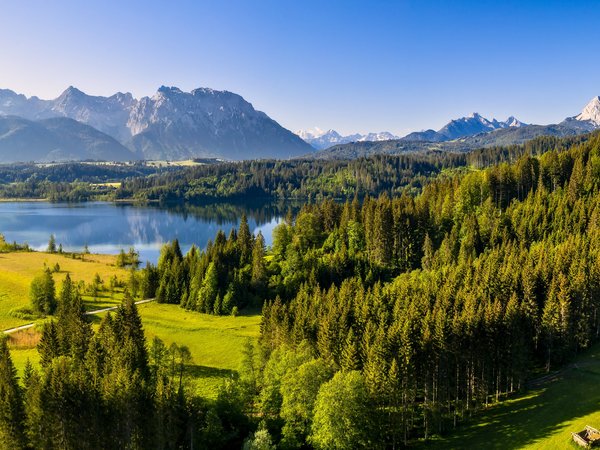 bavaria, Bavarian Alps, germany, Werdenfelser Land, бавария, Баварские Альпы, германия, горы, долина, лес, озеро