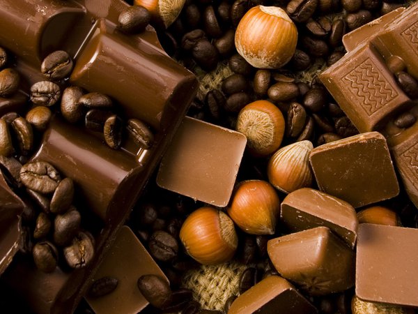 chocolate, sweet, кофейные зерна, лесной орех, сладкое, шоколад