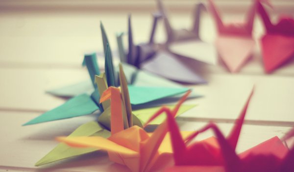 Обои на рабочий стол: бумага, журавлики, макро, обои, оригами, фон, фото