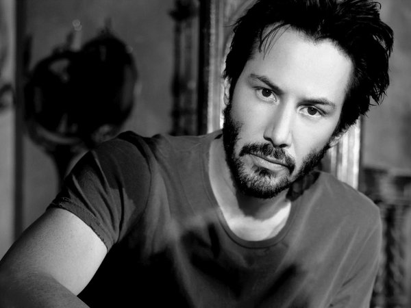 keanu reeves, актёр, киану ривз, черно-белый фон