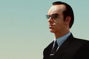 Обои на рабочий стол: Agent Smith, Hugo Weaving, агент смит, костюм, матрица, очки, Хьюго Уивинг