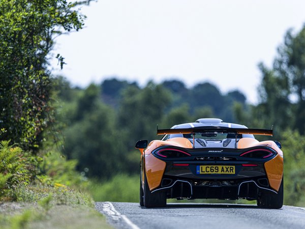 2020, 3.8 л., 620 л.с., 620R, mclaren, V8 Twin-Turbo, вид сзади, дорога, Купе