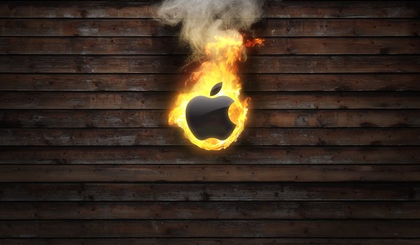 Обои на рабочий стол: apple, горит, огонь, яблоко