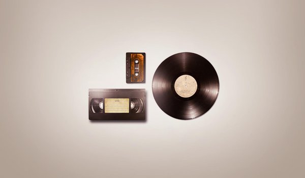 Обои на рабочий стол: audio vhs, minimal wallpapers, аудио, видео, кассеты, минимализм, пластинка