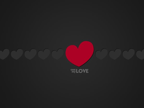 love, my, one, любовь, минимализм, моя, надпись, одна, сердечки, сердце, слова, текст, фон, черный