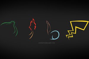 Обои на рабочий стол: bulbasaur, charmander fire, pikachu, pokemon, squirtle, хвосты покемонов