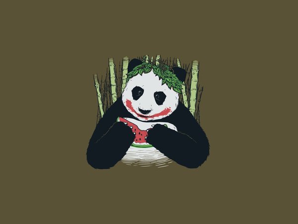 joker, арбуз, бамбук, панда, черно-белая