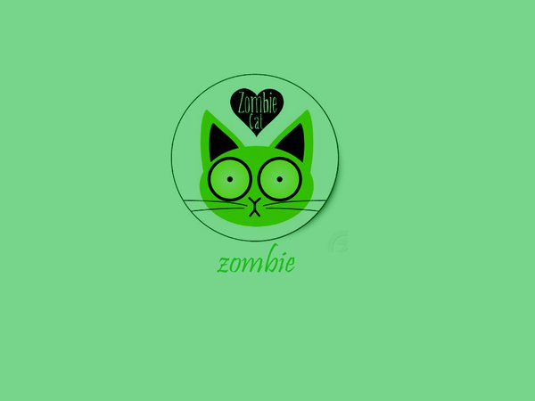 зеленый, зомби, кот, обои