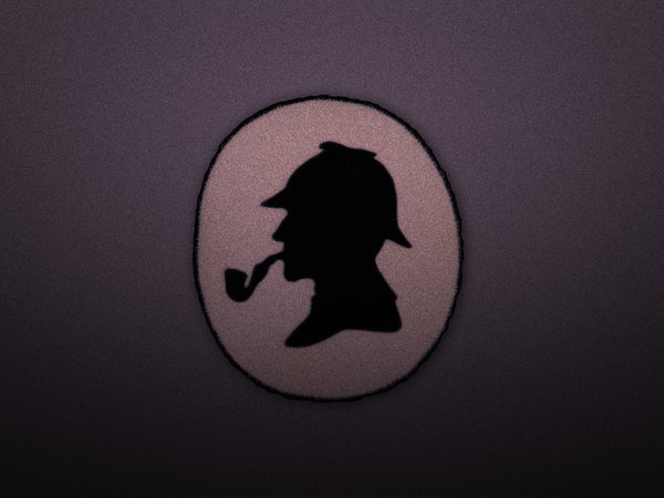 Arthur Ignatius Conan Doyle, Sherlock Holmes, Артур Конан Дойл, голова, круг, трубка, шапка, Шерлок Холмс