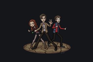 Обои на рабочий стол: Amy Pond, Doctor Who, Rory Williams, The Eleventh Doctor, арт, девушка, доктор кто, мужчины, Одиннадцатый Доктор, Рори Уильямс, фон, Эми Понд