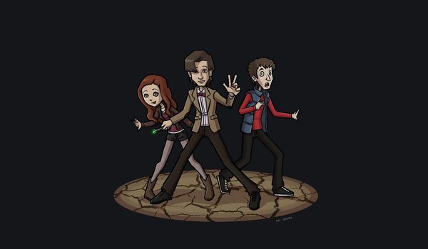 Обои на рабочий стол: Amy Pond, Doctor Who, Rory Williams, The Eleventh Doctor, арт, девушка, доктор кто, мужчины, Одиннадцатый Доктор, Рори Уильямс, фон, Эми Понд