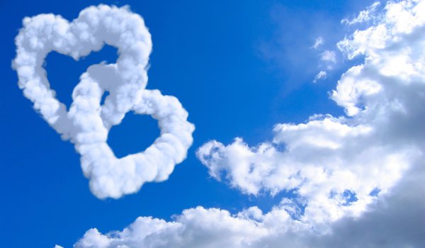 Обои на рабочий стол: креатив, настроение, настроения, небо, облака, облако, пейзажи, сердечки, сердечко, сердца, сердце