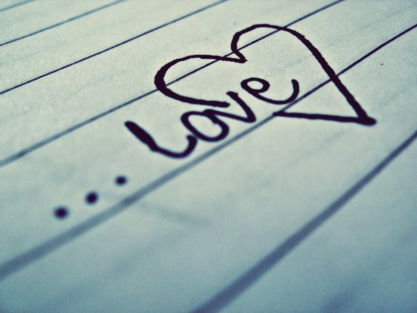 love, бумага, лист, любовь, макро, надпись, настроение, настроения, ручка, сердце, строчка, тетрадь, чувство