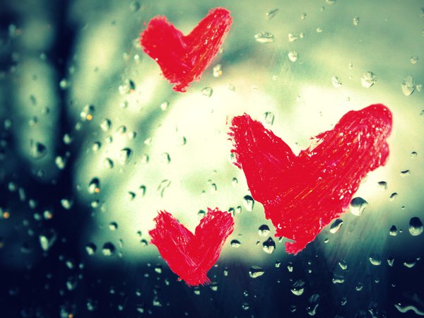 love, дождь, капли, любовь, макро, окно, сердечки, сердце, стекло, чувство