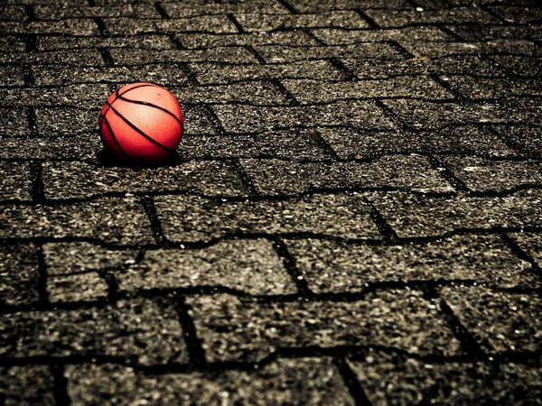 баскетбол, брусчатка, мяч, плитка, поверхность, спорт, фон