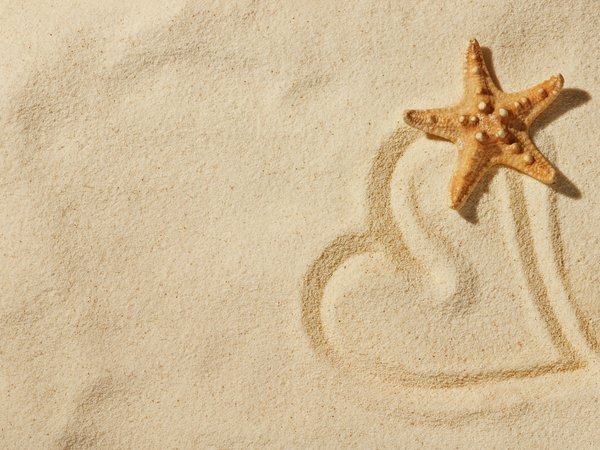 love, звезда, любовь, настроения, песок, пляж, природа, сердечко, сердце