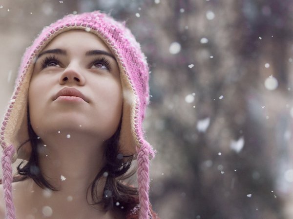 девочка, девушка, девушки, зима, настроения, снег, снежинки, шапка