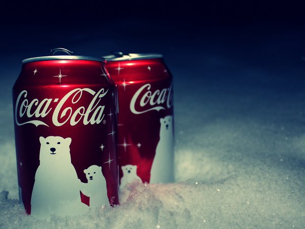 coca-cola, баночка, кока-кола, снег