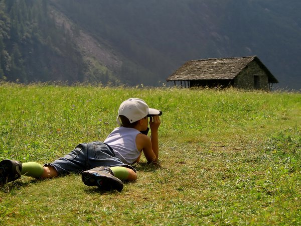 дети, кепка, мальчик, настроения, поле, природа, трава