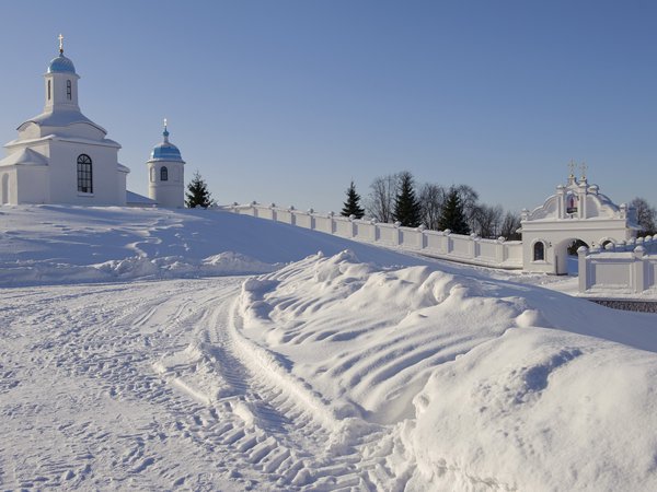 зима, монастырь, настроение