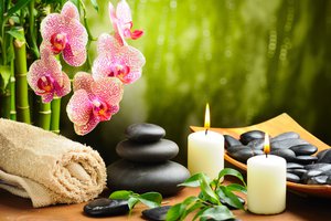 Обои на рабочий стол: spa, бамбук, камни, массажные, орхидея, полотенце, свечи, спа, цветок, чёрные