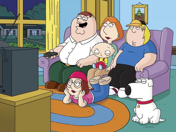 family guy, гриффины, мультфильм, семья, телевизор