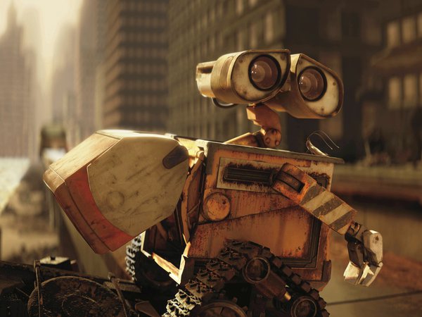 wall-e, город, гусеницы, робот