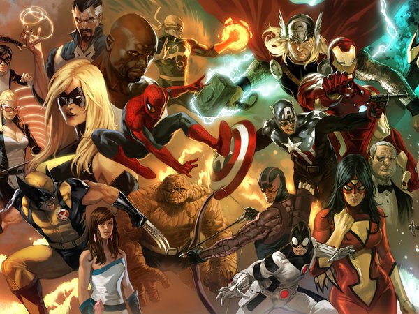 iron man, marvel, spider-man, железный человек, капитан америка, коллаж, комиксы, люди икс, рассомаха, супергерои, супермен, фантастическая четверка, человек паук