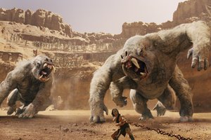 Обои на рабочий стол: John Carter, Taylor Kitsch, арена, горы, Джон Картер, пустыня, Тейлор Китч, цепь