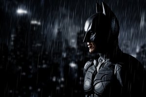 Обои на рабочий стол: art, batman, dark knight rises, rain, арт, бэтмен, дождь