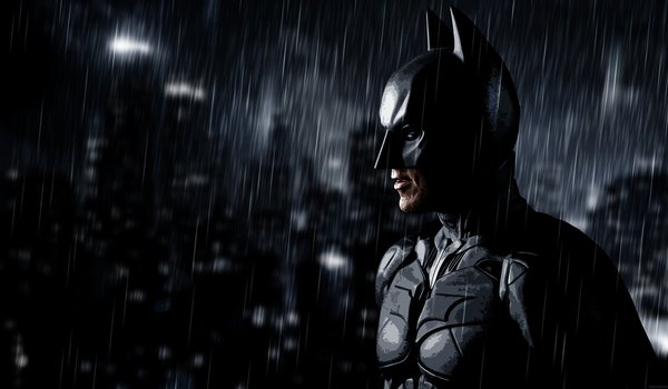 Обои на рабочий стол: art, batman, dark knight rises, rain, арт, бэтмен, дождь