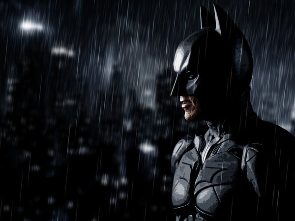 art, batman, dark knight rises, rain, арт, бэтмен, дождь