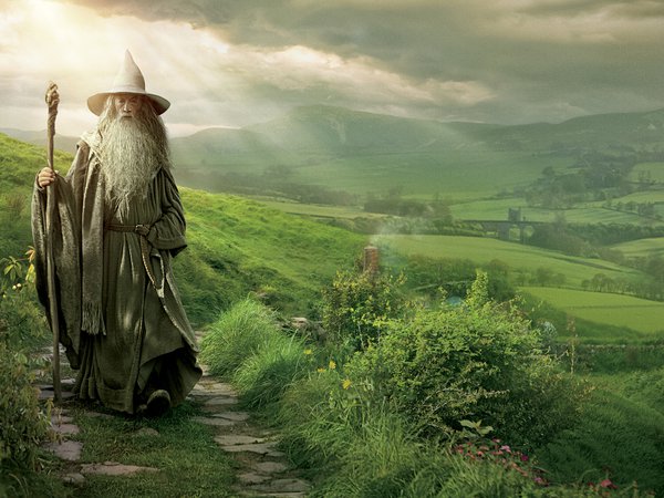 gandalf, The Hobbit An Unexpected Journey, the lord of the rings, властелин колец, волшебник, Гэндальф Серый, трава, тропинка, Хоббит Нежданное путешествие, холмы