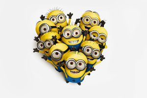 Обои на рабочий стол: Despicable Me, белый фон, Гадкий я, желтые, миньоны