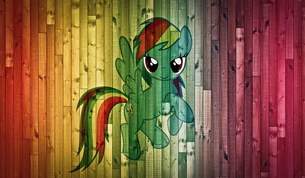 Обои на рабочий стол: my little pony, Rainbow Dash, доски, пони, фон