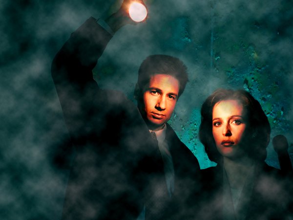 david duchovny, Gillian Anderson, The X Files, Секретные материалы, фонарики