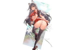 Обои на рабочий стол: anime, art, ass, girl, panties, skirt, stockings