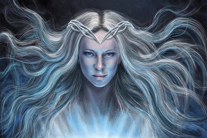 Обои на рабочий стол: Galadriel, the lord of the rings, арт, взгляд, властелин колец, волосы, Галадриэль, девушка, кино