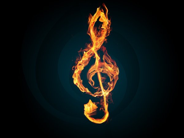 music, ключ, мелодия, огонь, пламя, скрипичный