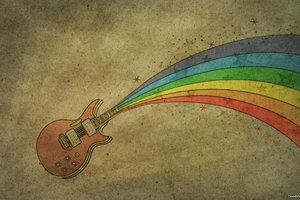 Обои на рабочий стол: guitar, rainbow, гитара, радуга, рисунок