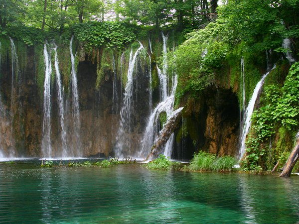вода, водопад, зелень, пейзаж, природа