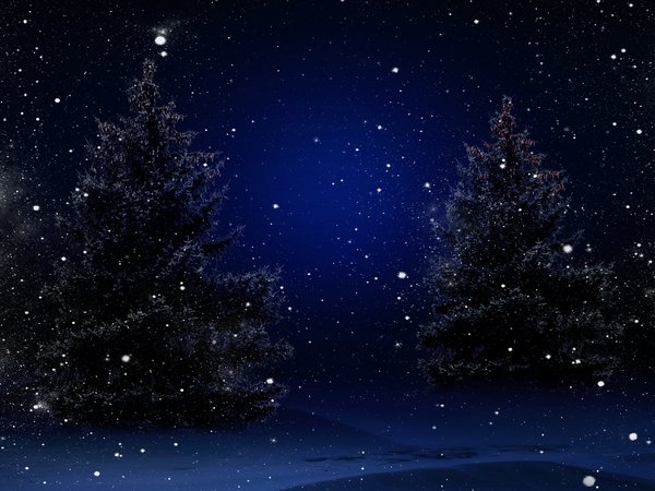 Magic Christmas Night, nature, snow, trees, winter, деревья, елка, зима, новый год, природа, снег, Счастливого Рождества